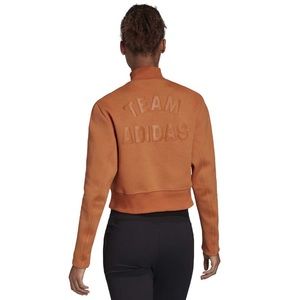 Adidas Woman’s Varsity Mock Neck Orange Cropped Sweatshirt